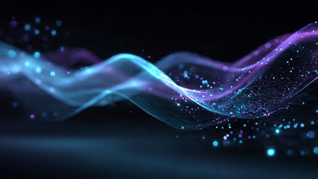 A precise, minimalistic wave of radiant light spreading across a subtle digital grid.