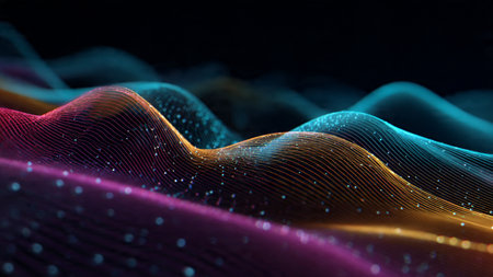A bending neon band glowing with smooth atmospheric lighting.