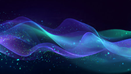 A glowing ripple with shimmering particle lights spreading across shadow space.