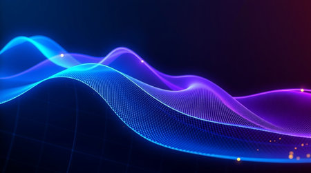 Radiant streaks of neon colors sweeping across a gradient night-tech background.