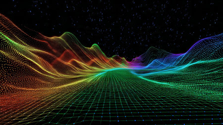 Stream-like cyan and magenta waves shaping an elegant abstract motion.