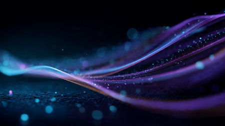 Glowing spectrum fibers weaving fluid motion.