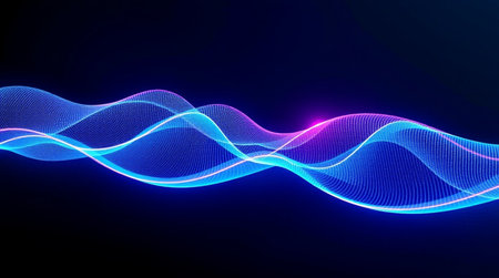 Neon glowing lines streaking through a tech dusk.