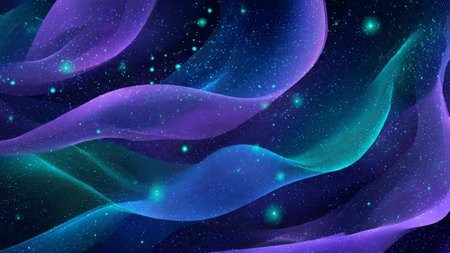 An abstract wave of neon blue and purple drifting smoothly above a modern tech-inspired backdrop.