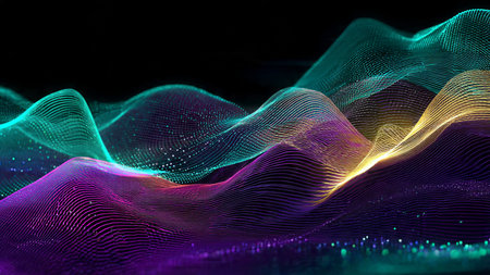 A glowing line of digital energy arching gently across a deep gradient.
