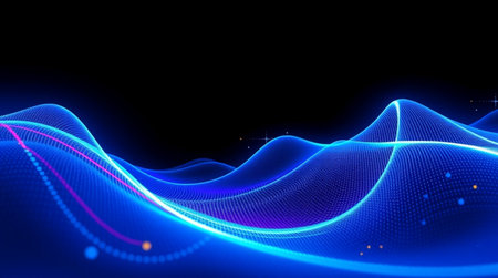 A neon wave of cobalt-violet light sweeping horizontally across a dark atmosphere.