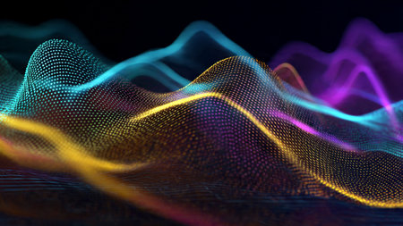 A flickering neon ribbon shimmering with electric vibrancy.の写真素材