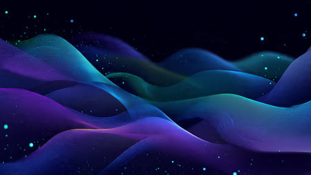 A brilliant horizontal streak of cyan neon traveling through a tech gradient.
