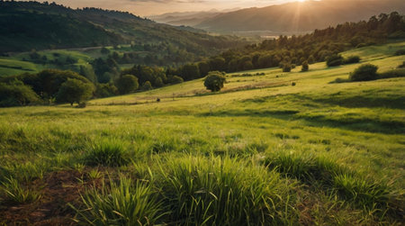 A serene wetland with still water reflecting the sky.の写真素材