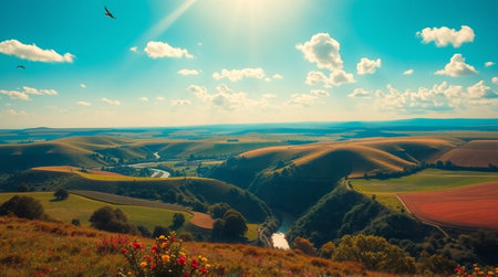 A rugged mountain gorge carved by centuries of rushing water.の写真素材