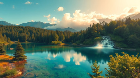 A grassy hilltop offering breathtaking panoramic views.の写真素材