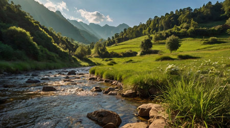 A river with striking shades of blue water.