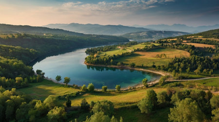 A crystal-blue glacier shimmering under bright sunlight.の写真素材