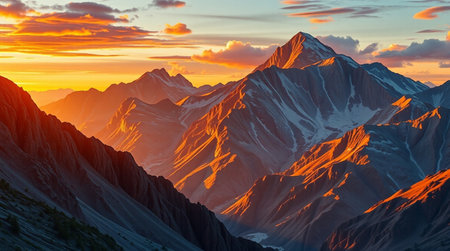 Beautiful sunset in Himalayas, Manali, Himachal Pradesh, Indiaの写真素材