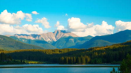 Mountain lake in the summer. Altai, Siberia, Russiaの写真素材