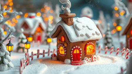 Warm lighting enhances the luxury of festive ribbons and ornaments.の写真素材