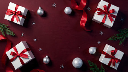 A luxury forest-green Christmas flat-lay with premium winter d
