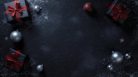 A professional commercial holiday composition using soft-grey tones and premium studio lighting.の写真素材