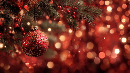 Refined symmetrical layout with glossy gift ribbons and shimmering holiday accents enhancing a cold winter-blue background.の写真素材