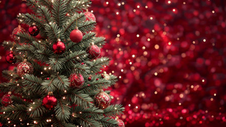 Ultra-clear festive flat-lay showcasing structured presents, chrome ornaments, and snow textures over a deep cobalt surface.の写真素材