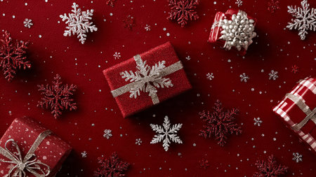 Frosted blue background featuring polished silver ribbons and carefully spaced decorative elements.の写真素材