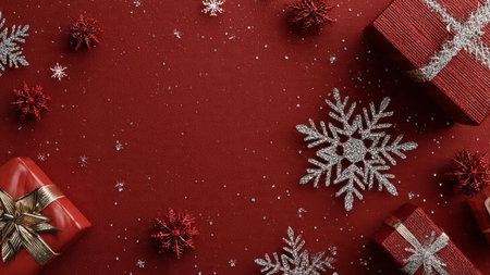 Frosted snowflake arrangement on a rich blue texture with cold ambient lighting.の写真素材