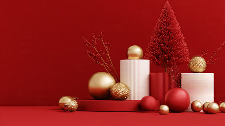 Frosted silver ornaments over a luxurious deep-blue gradient background.の写真素材