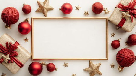 Frosted winter frame combining navy hues and sparkling silver stars.の写真素材