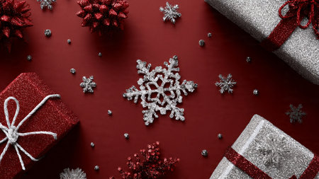 Vintage-inspired winter design with rugged blue textures and silver-toned dの写真素材