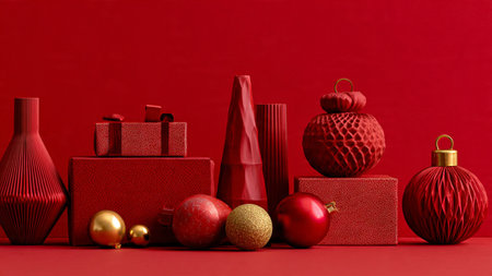 Luxury holiday layout with matte blue textures and high-end silver baubles arranged in a precise pattern.の写真素材