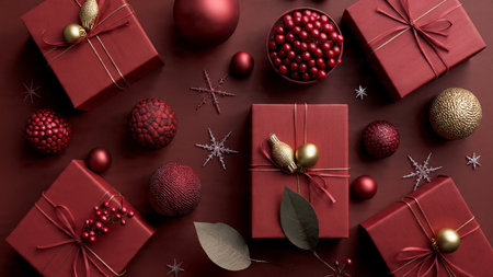 Frosted winter theme decorated with chrome accents on a deep cold-blue backdrop.の写真素材