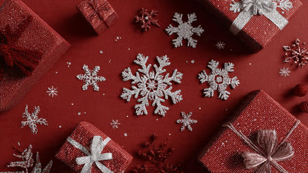 Navy winter gift arrangement enhanced by soft silver accents.の写真素材