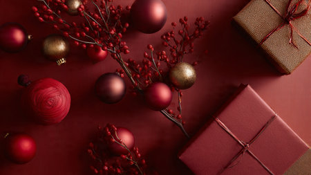 Classic winter frame showing blue baubles paired with sparkling silver stars in a serene arrangement.の写真素材