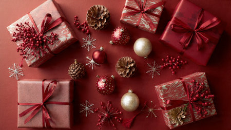 Vintage navy holiday spread with weathered silver accents and muted lighting.の写真素材