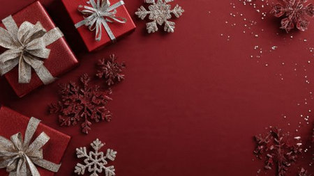 Monochrome holiday presentation featuring symmetric metal accents.の写真素材