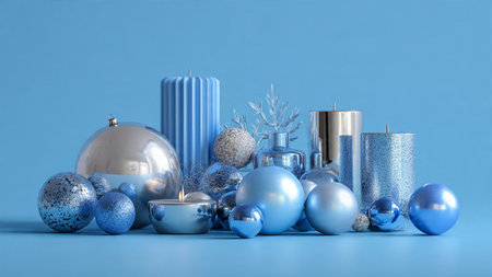 Vintage navy palette paired with subtle interplay of aged metallic ornaments.の写真素材