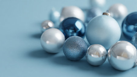 Frosted navy gradient decorated with high-polish silver ornaments.の写真素材