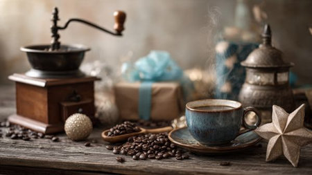 A wintry decorative frame with both shimmering silver stars and icy blue accents.の写真素材