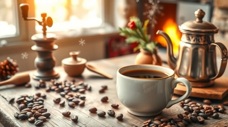 A winter decorative frame with icy blues and reflective silver elements.の写真素材