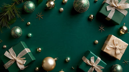 Minimal emerald mockup using golden linear accents for a modern aesthetic.の写真素材