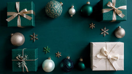 Vintage emerald layout with handcrafted gold dの写真素材