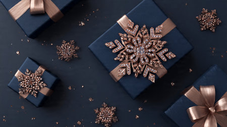 Matte blue and polished rose-gold pair beautifully in this clean arrangement.の写真素材