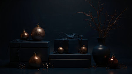 A modern frame concept built using carefully balanced rose-gold ornaments.の写真素材