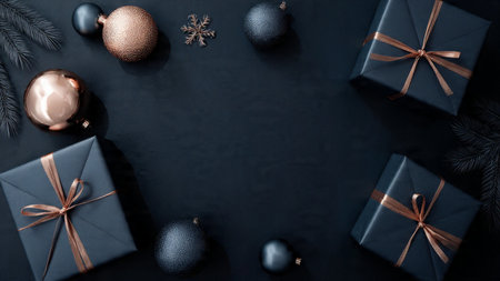 A matte blue base decorated with glimmering rose-gold snowflake patterns for a premium look.の写真素材