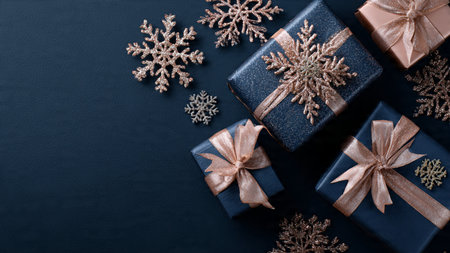 Gradient midnight-blue backdrop with rose-gold dの写真素材