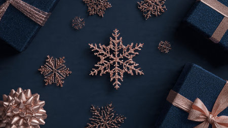 A modern frame concept built using carefully balanced rose-gold ornaments.の写真素材