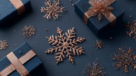 Contemporary mockup combining clean design and metallic seasonal charm.の写真素材