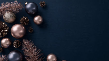 A warm atmospheric composition with gentle lighting blending blue and rose-gold seasonal elements.の写真素材