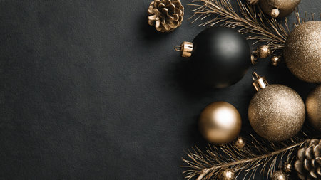 A dramatic eclipse-style composition blending black surfaces with glowing gold accents.の写真素材