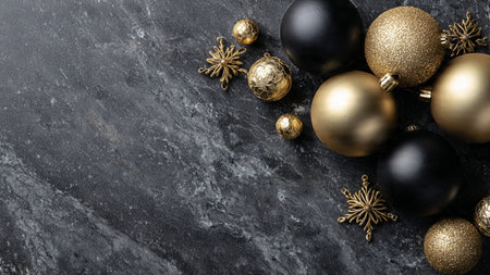 Premium holiday arrangement using symmetrical gold placement.の写真素材